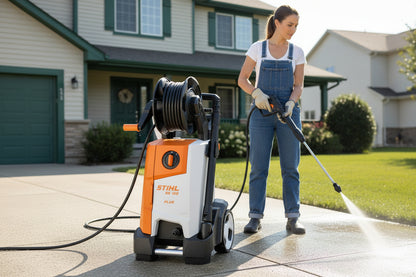 Stihl pressure washer on a white background RE120 plus