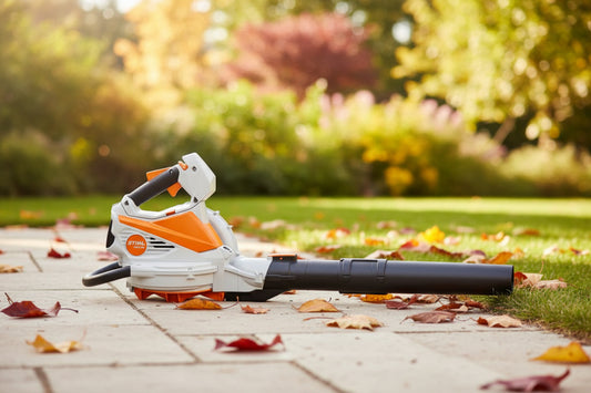 Stihl leaf blower on a white background