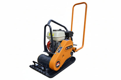 Orange and black concrete grinder on a white background